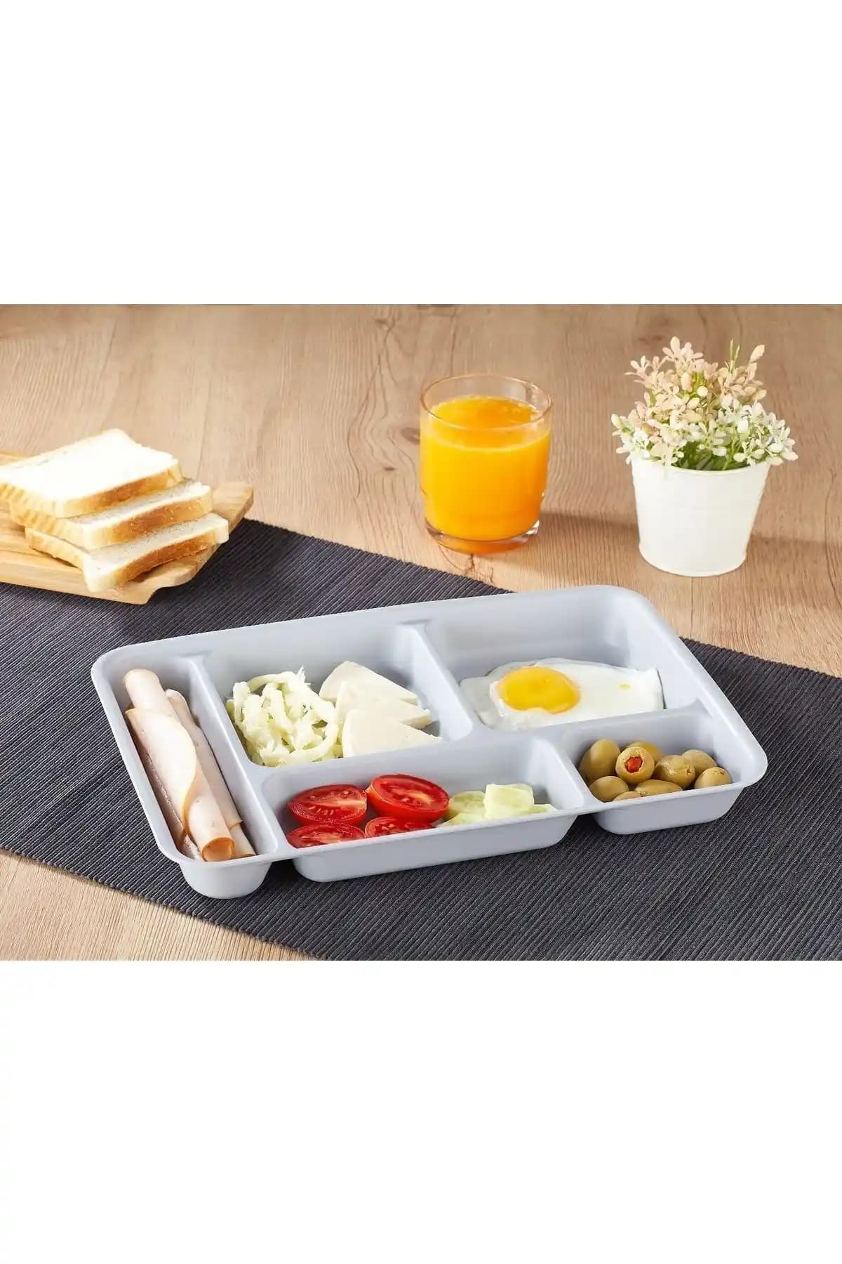 Çok Amaçlı 5 Bölmeli Plastik Tabak: Modern ve Hijyenik Mutfak Gereçleri