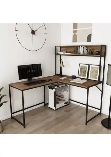 Deconode Cornermaster Raflı L Köşe Çalışma Masası: Modern ve Fonksiyonel Ofis Mobilyası