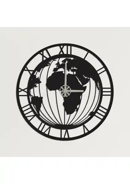 Dekadron Dünya Haritalı Metal Duvar Saati: Modern ve Dayanıklı Tasarım ile Dekorasyonunuza Şıklık Katın