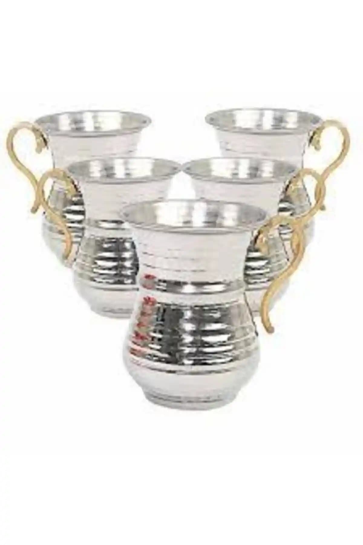 DERYA Krom Ayran Bardağı 6'lı Set Şık ve Dayanıklı Seramik Tasarım