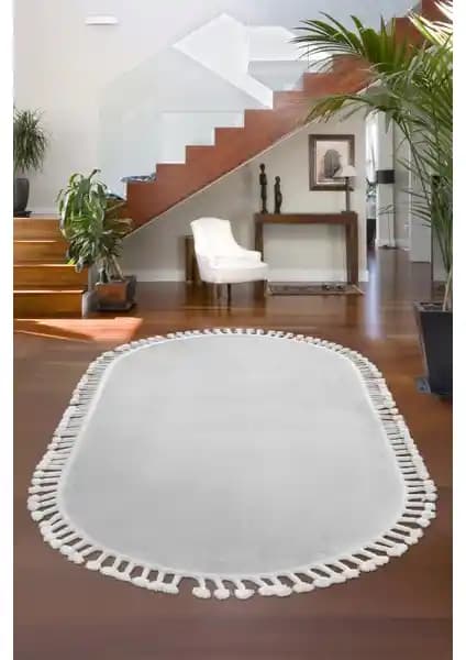 Dijidekor Oval Post Halı Gri Renk Modern Tasarım ve Dayanıklılık Özellikleri
