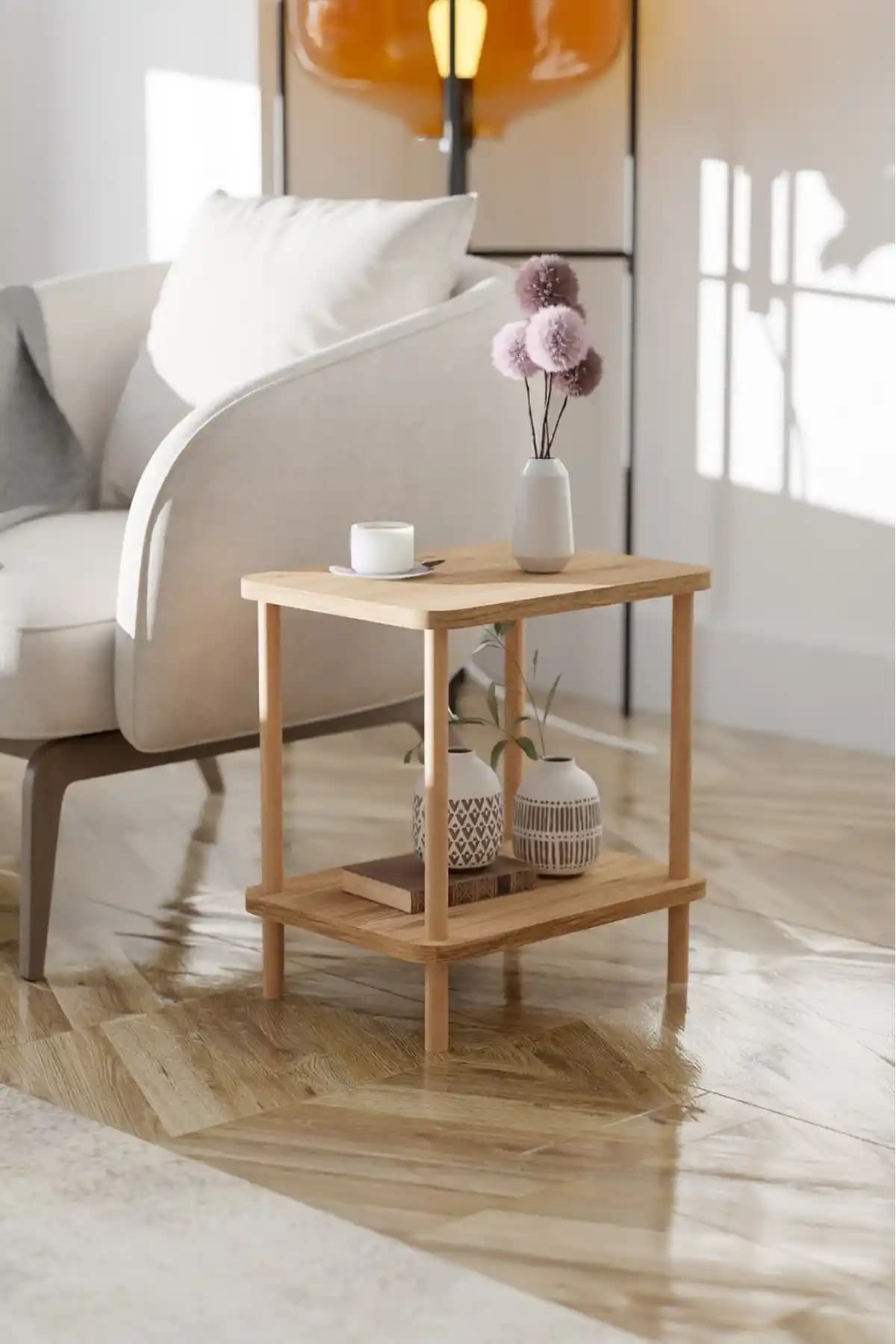 EGEMODÜLER 2 Raflı Yan Sehpa: Modern ve Çok Amaçlı Mobilya Çözümü