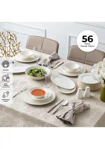 Emsan New Bone Frezya 56 Parça 12 Kişilik Yemek Takımı Şık ve Dayanıklı Tasarım