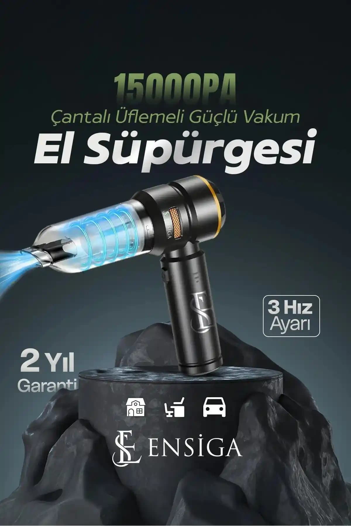 EN SİGA Çantalı Üflemeli Güçlü Vakum Ev Ofis Temizlik Cihazı 250W Sessiz ve Kablosuz
