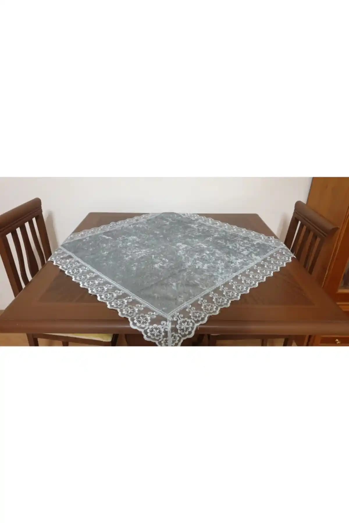 Eren Home Kadife Fiskos Örtüsü Gri 90x90 Modern ve Şık Tasarım