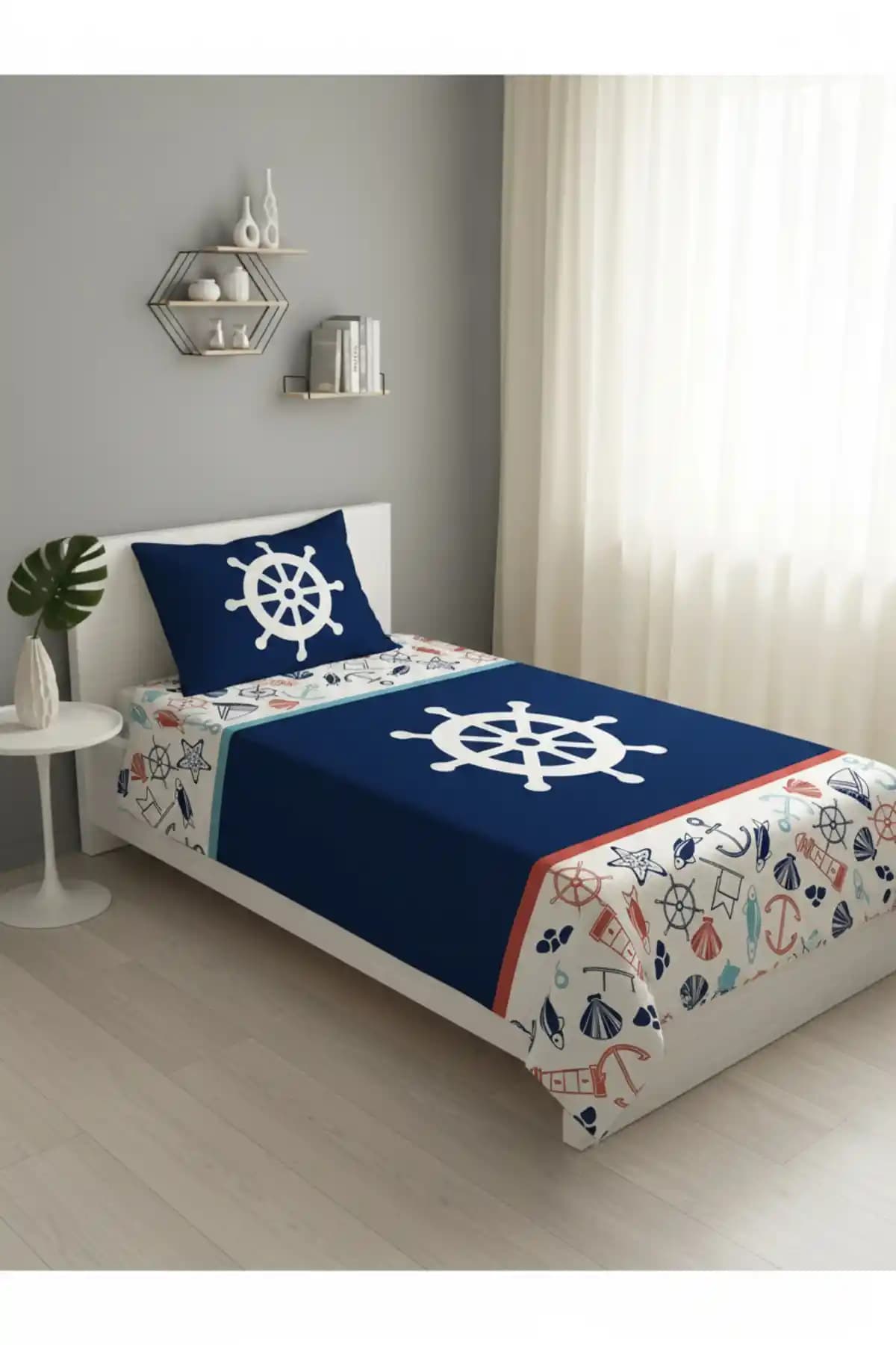 Evmila Dümen Desenli Tek Kişilik Pike Takımı Modern ve Renkli Tasarımıyla Yatak Odalarına Şıklık Katar