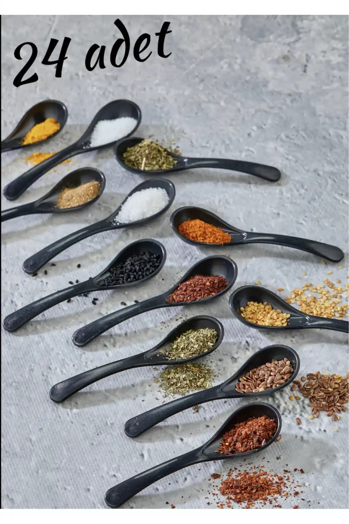 FBZhome 24 Adet Siyah Servis ve Baharat Kaşığı Seti Pratik ve Şık Mutfak Gereçleri