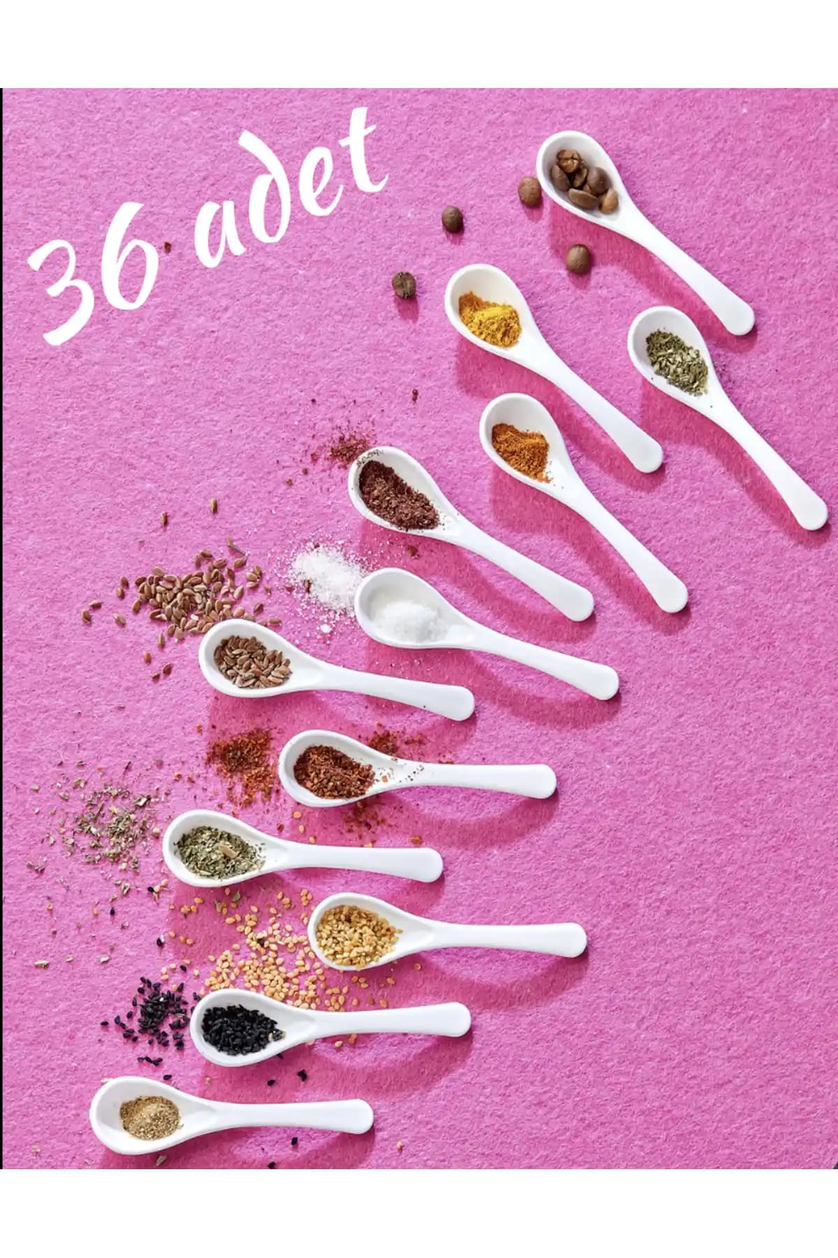 FBZhome 36 Adet Beyaz Servis ve Baharat Kaşığı Seti Pratik ve Estetik Mutfak Gereçleri