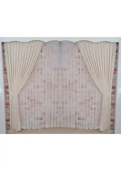 Figen Bej Kadife Fon Perde Çift Kanat Tasarımı ve Dayanıklı Özellikleri