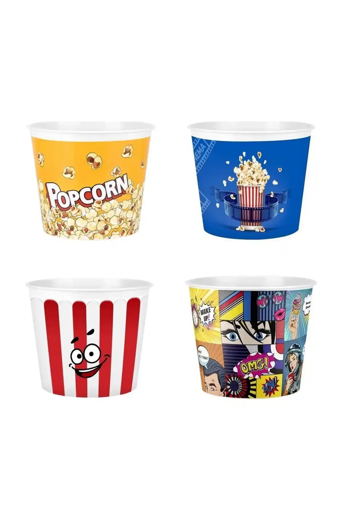 Genel Markalar Cips ve Mısır Popcorn Kovası 4'lü VIP Karma Seti Evde Eğlence İçin Uygun