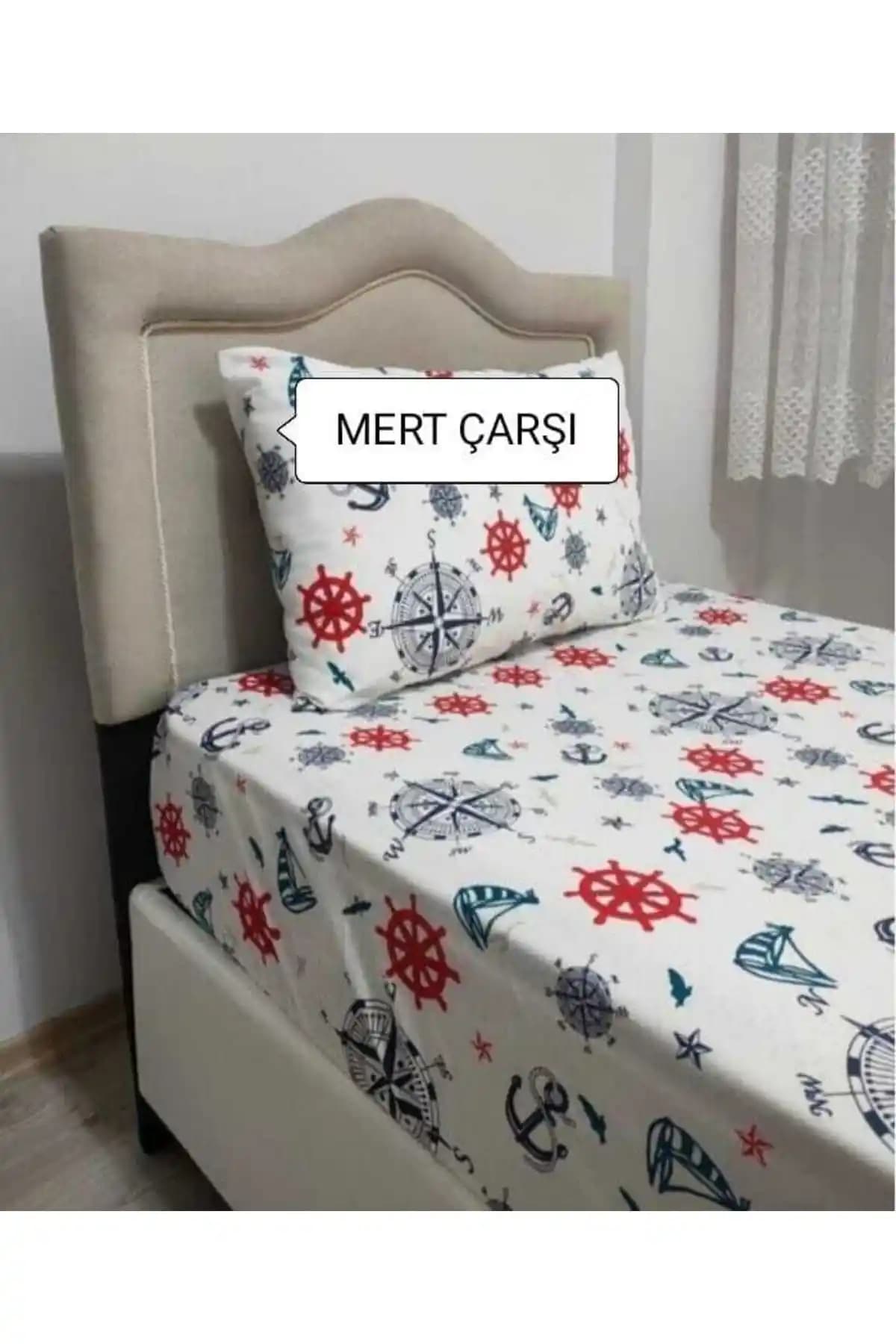 Genel Markalar Ranforce Lastikli Çarşaf Takımı Denizci Desenli ve Yüksek Kalite Standartlarıyla