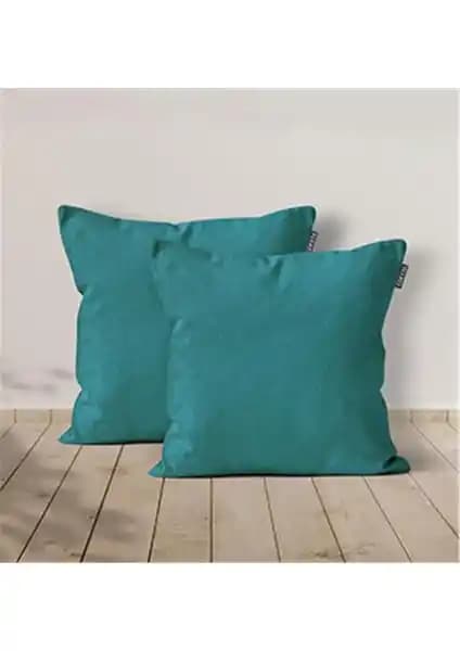Goccia 2'li Kadife Dokulu Kırlent Kılıfı Turkuaz Modern ve Şık Dekorasyon Ürünü