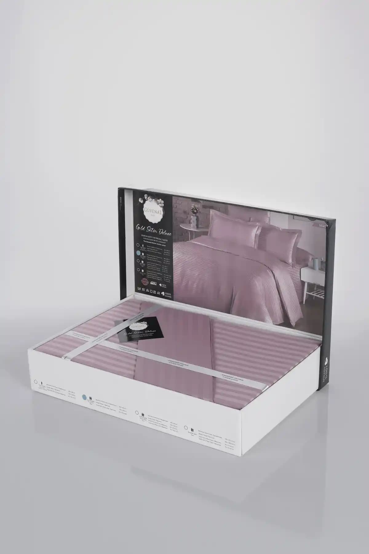 Güvenal DELUXE Pamuk Saten Çift Kişilik Nevresim Takımı Mor Renkli Şıklık ve Konfor