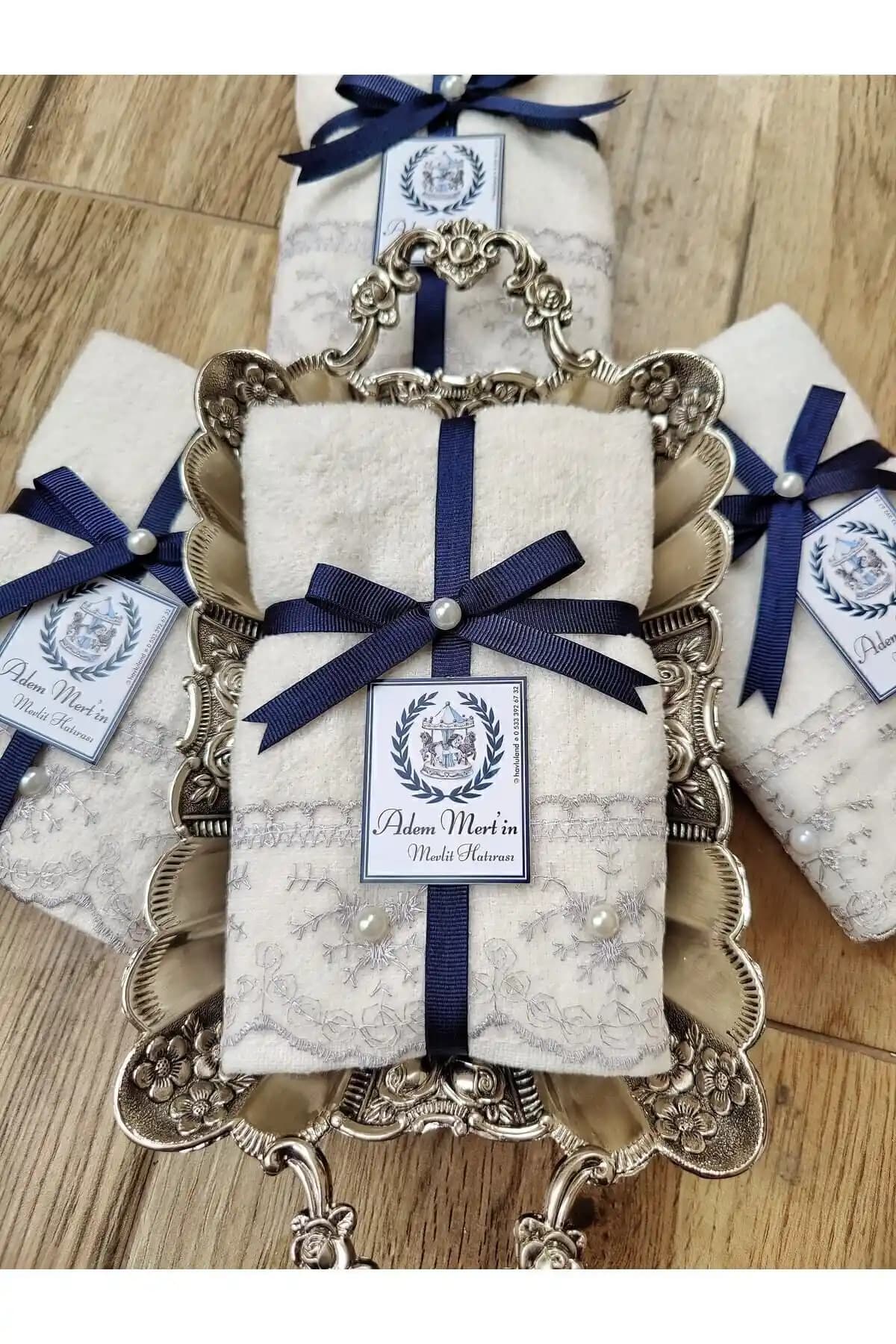 Havlu Dünyası 12'li Kadife Nakış İşlemeli Mutfak Havlusu Seti