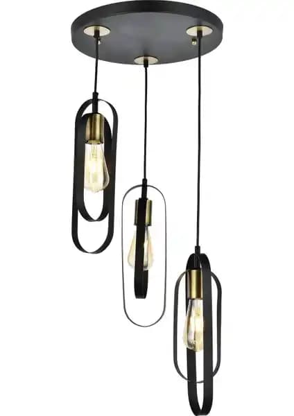 Hepsi Home Esse 3’lü Siyah Sarkıt Avize Modern ve Şık Tasarım Çözümü