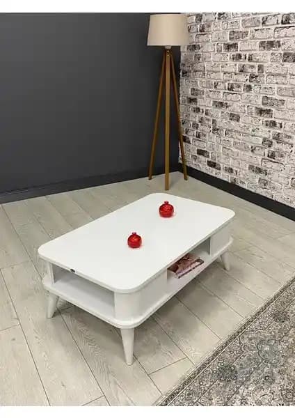 Hey Modüler Mobilya Kumsal Oval Kenar Orta Sehpa Beyaz Modern Tasarım ve Dayanıklılık