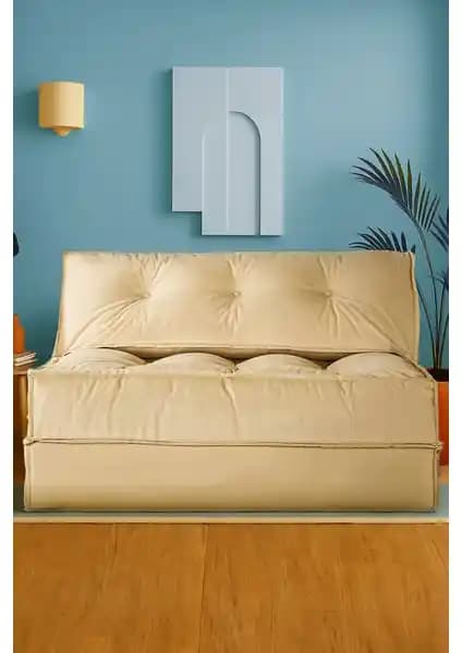 Homedius Mocca Çift Kişilik Katlanır Yatak ve Uzanma Koltuğu Bej Renkli Modern Tasarım