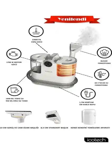 Icotech SC50 Max Koltuk ve Halı Yıkama Makinesi Performans ve Kullanım Özellikleri