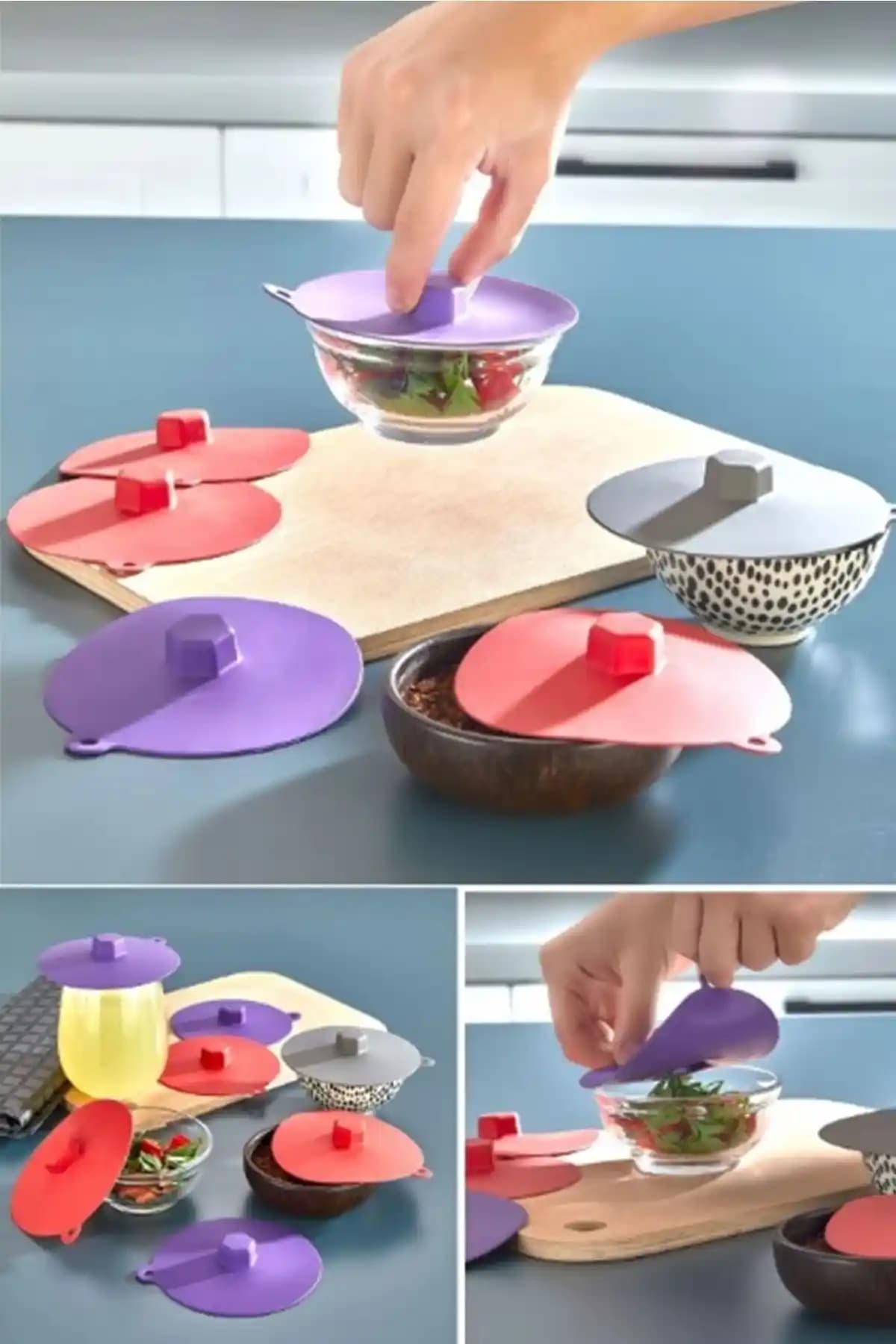 İndirimKap 6'lı Silikon Vakumlu Kase Kapağı Seti ile Mutfakta Tazelik ve Hijyen Artırıcı Çözüm