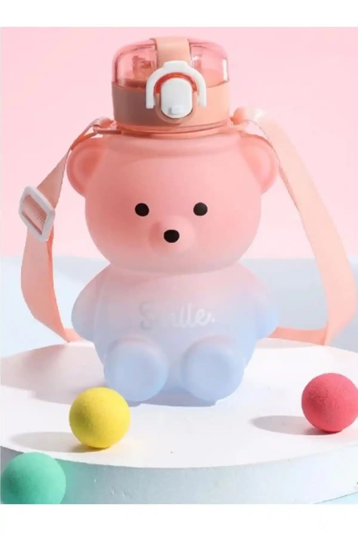 İndirimKap Smile Ayıcık Model Su Matarası Çocuklar İçin Sevimli ve Dayanıklı Tasarım