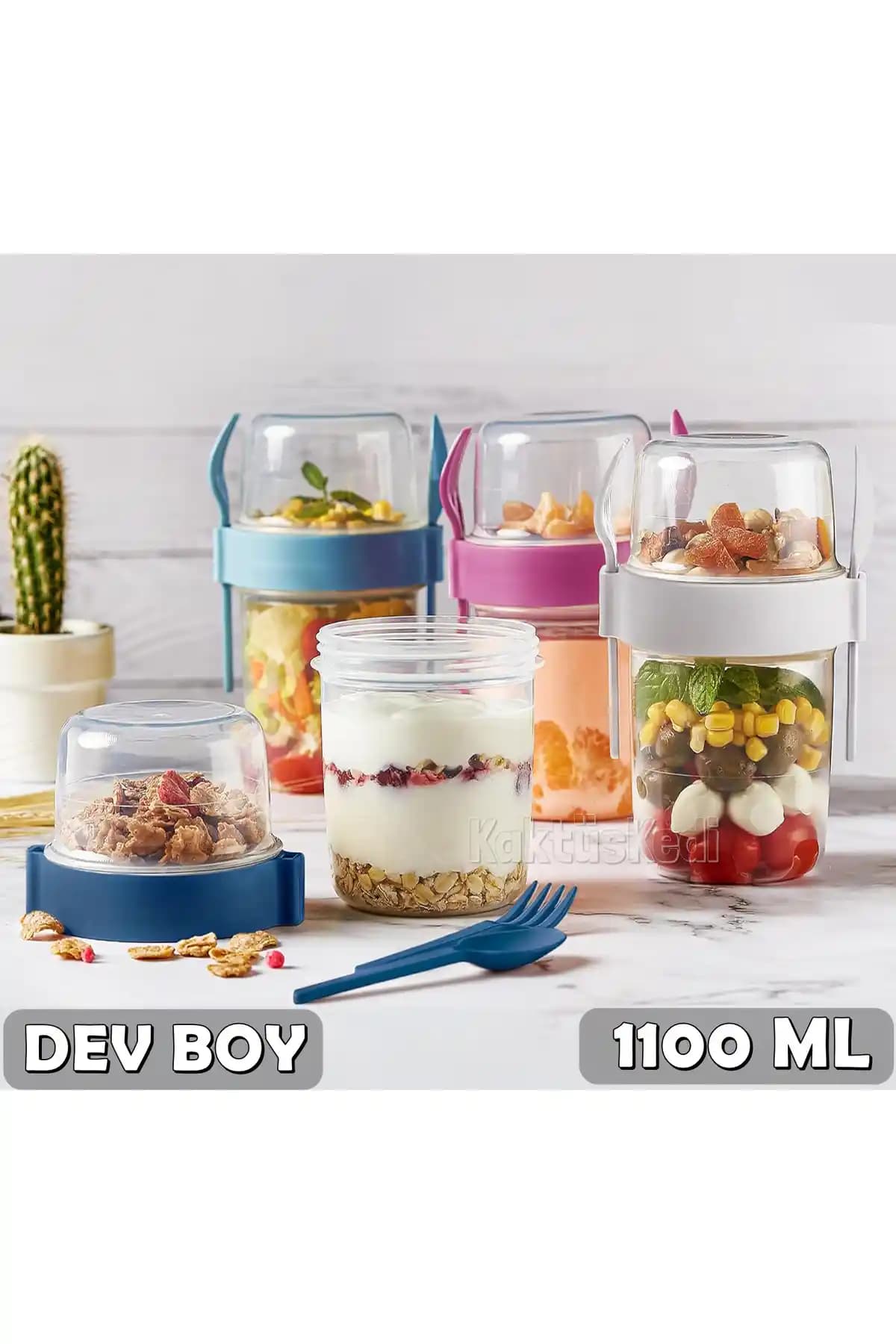 KaktüsKedi Dev Boy 4'lü Meyveli Yoğurt Kabı: Pratik ve Şık Saklama Çözümü