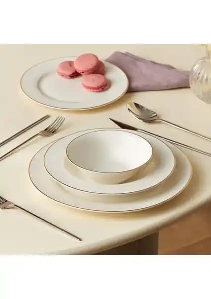 Karaca Elegance Bone Rebeca 24 Parça 6 Kişilik Gold Detaylı Porselen Yemek Takımı