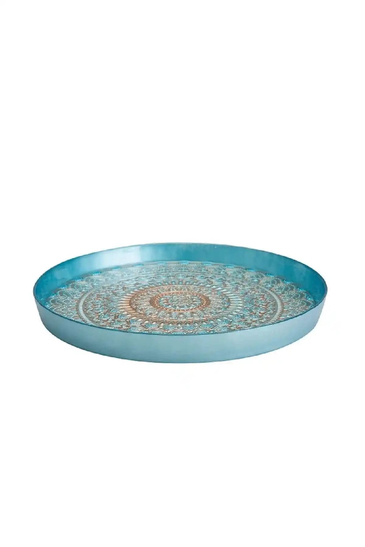 Karaca Rihanna Cam Tepsi 32 Cm Turkuaz Modern ve Şık Mutfak Servis Tepsisi