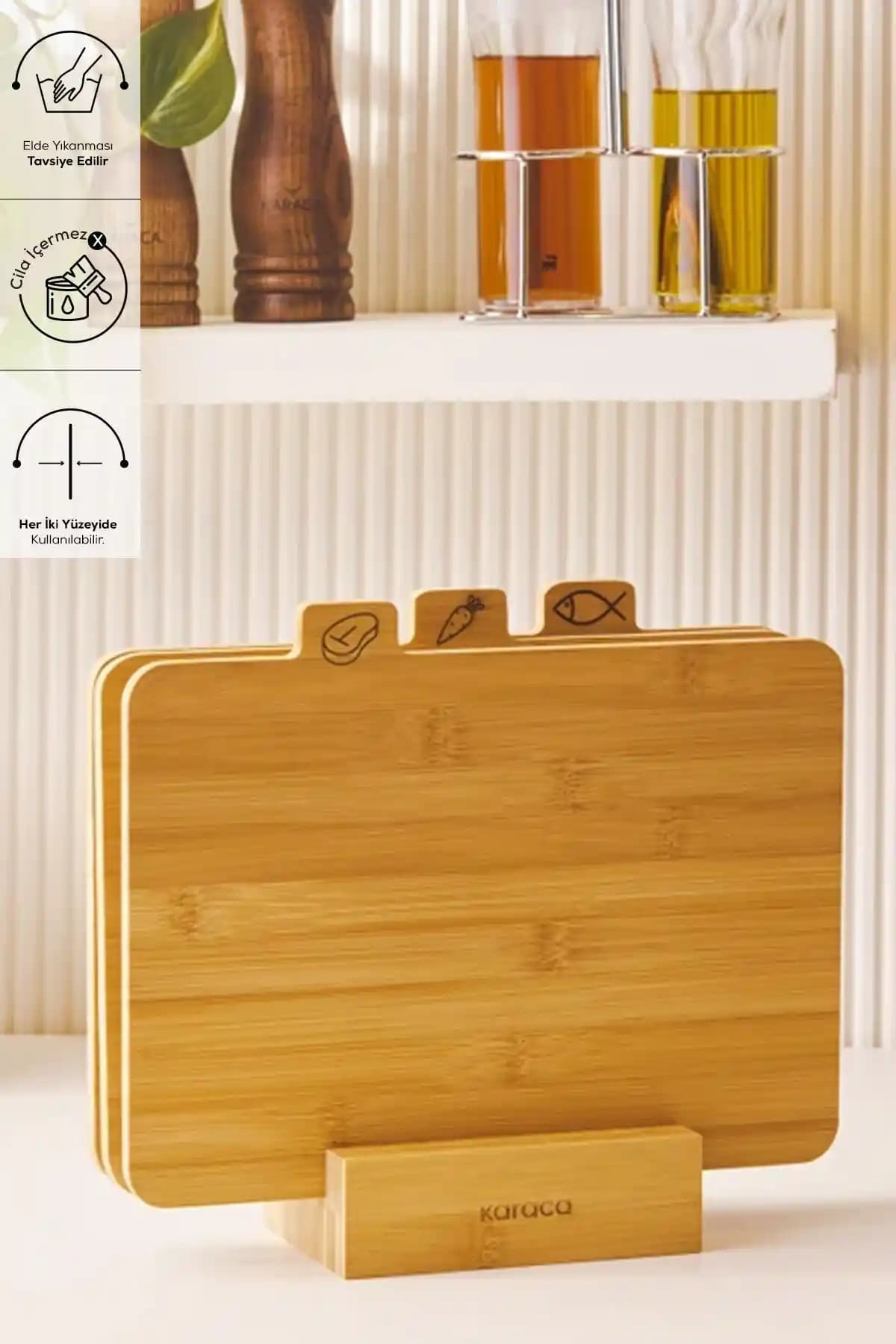 Karaca Triple 4 Parça Ayaklı Bambu Kesme Tahtası Seti ile Mutfakta Estetik ve Fonksiyonellik