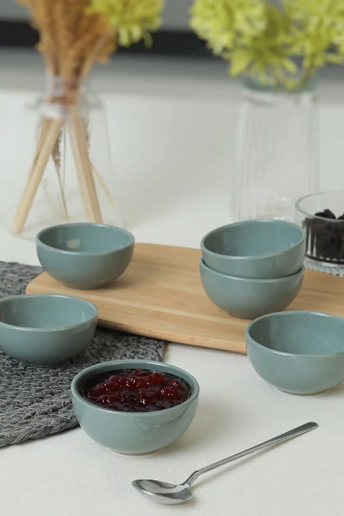 Keramika Yeşil Bulut Mini Çerezlik ve Sosluk Seti Estetik ve Fonksiyonel Tasarım