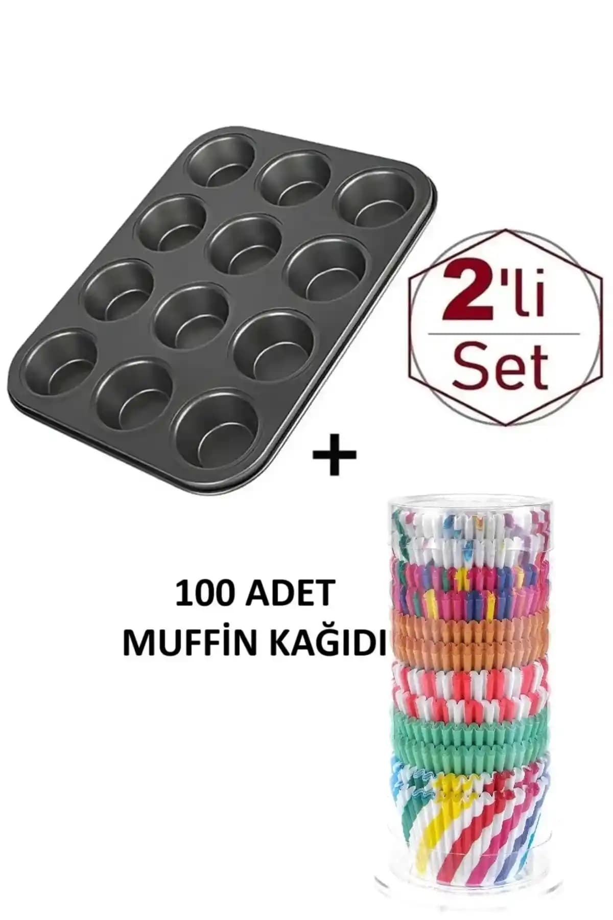 Keyfisepet 2’li Muffin Seti Renkli Kağıtlar ve Çelik Kalıp ile Pratik Kek Yapımı