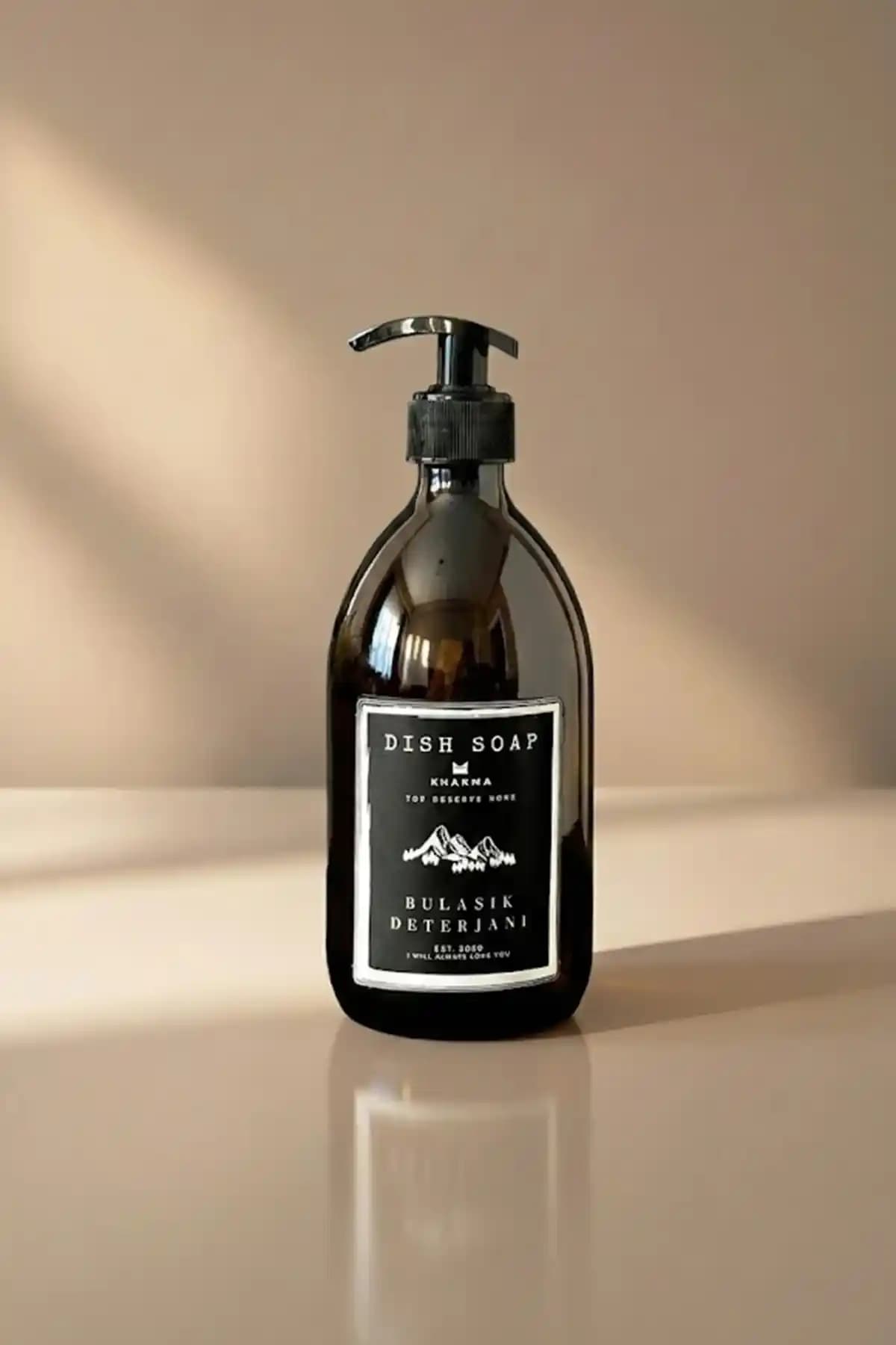 KHAKMA Modern Amber Cam Bulaşık Deterjanı Şişesi Şıklık ve İşlevselliği Bir Arada Sunar