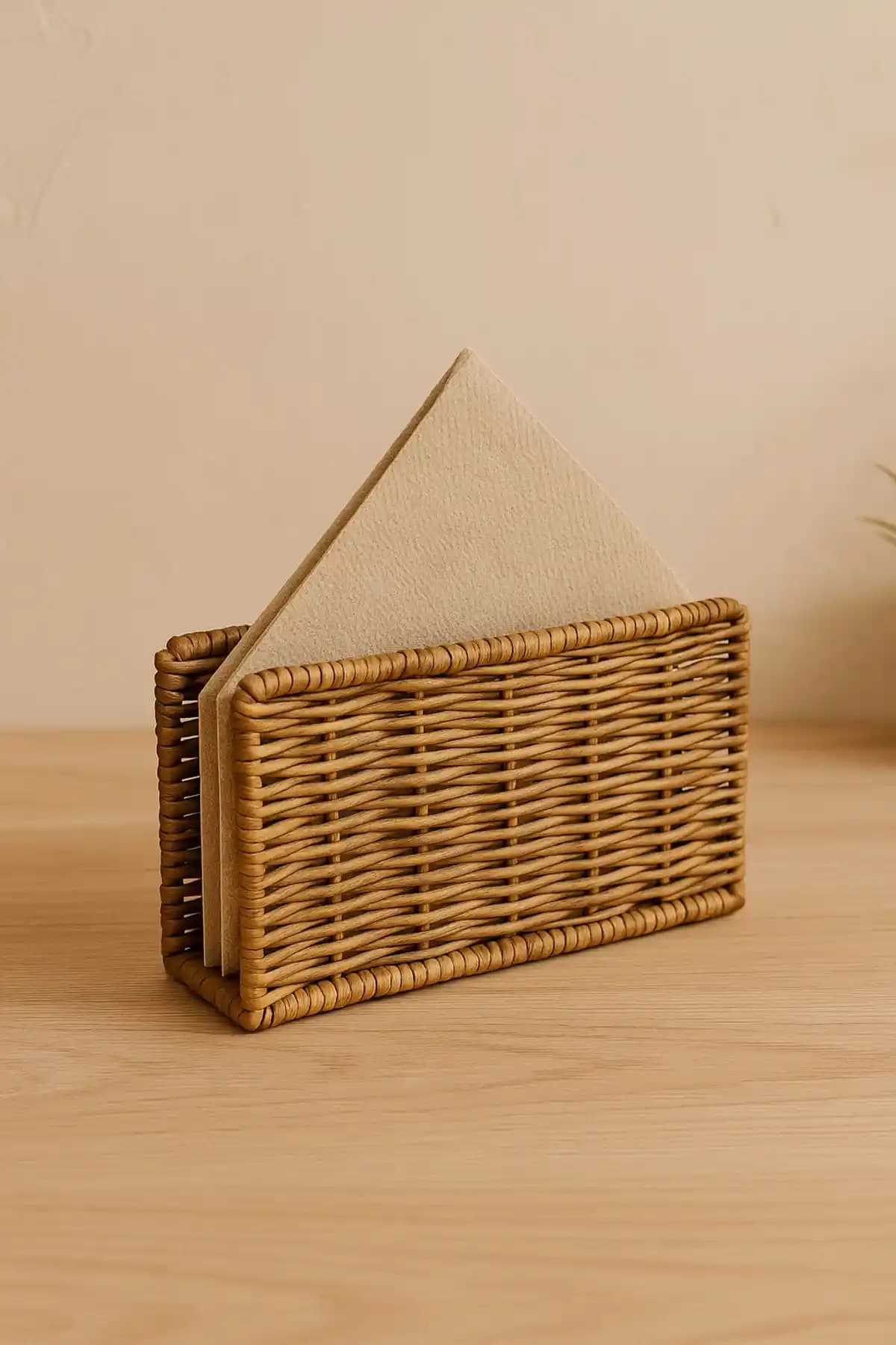 Kitchen Life Rattan Dikdörtgen Hasır Peçetelik Estetik ve Fonksiyonel Masa Aksesuarı