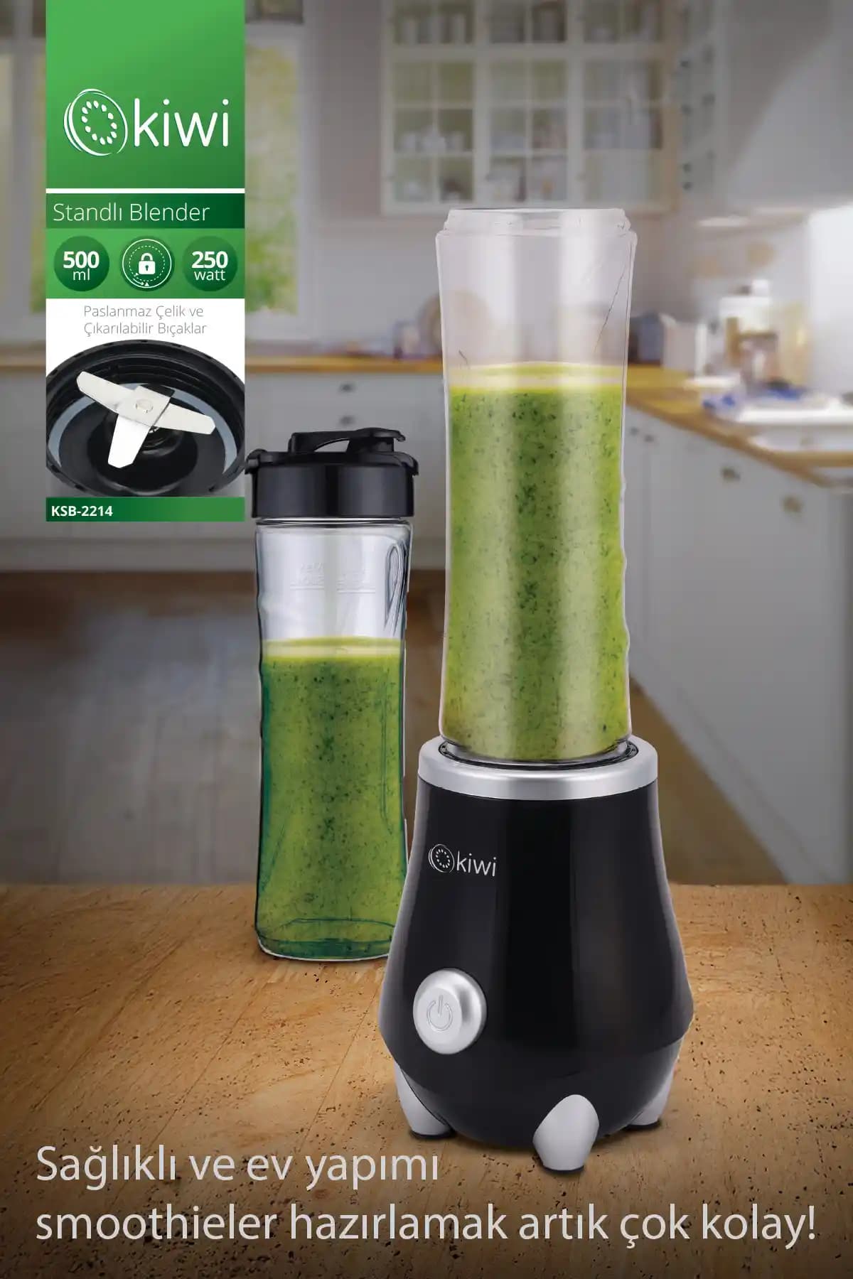 Kiwi KSB-2214 Sporcu Blender: Güçlü Motor ve Pratik Kullanımla Sağlıklı İçecekler Hazırlayın
