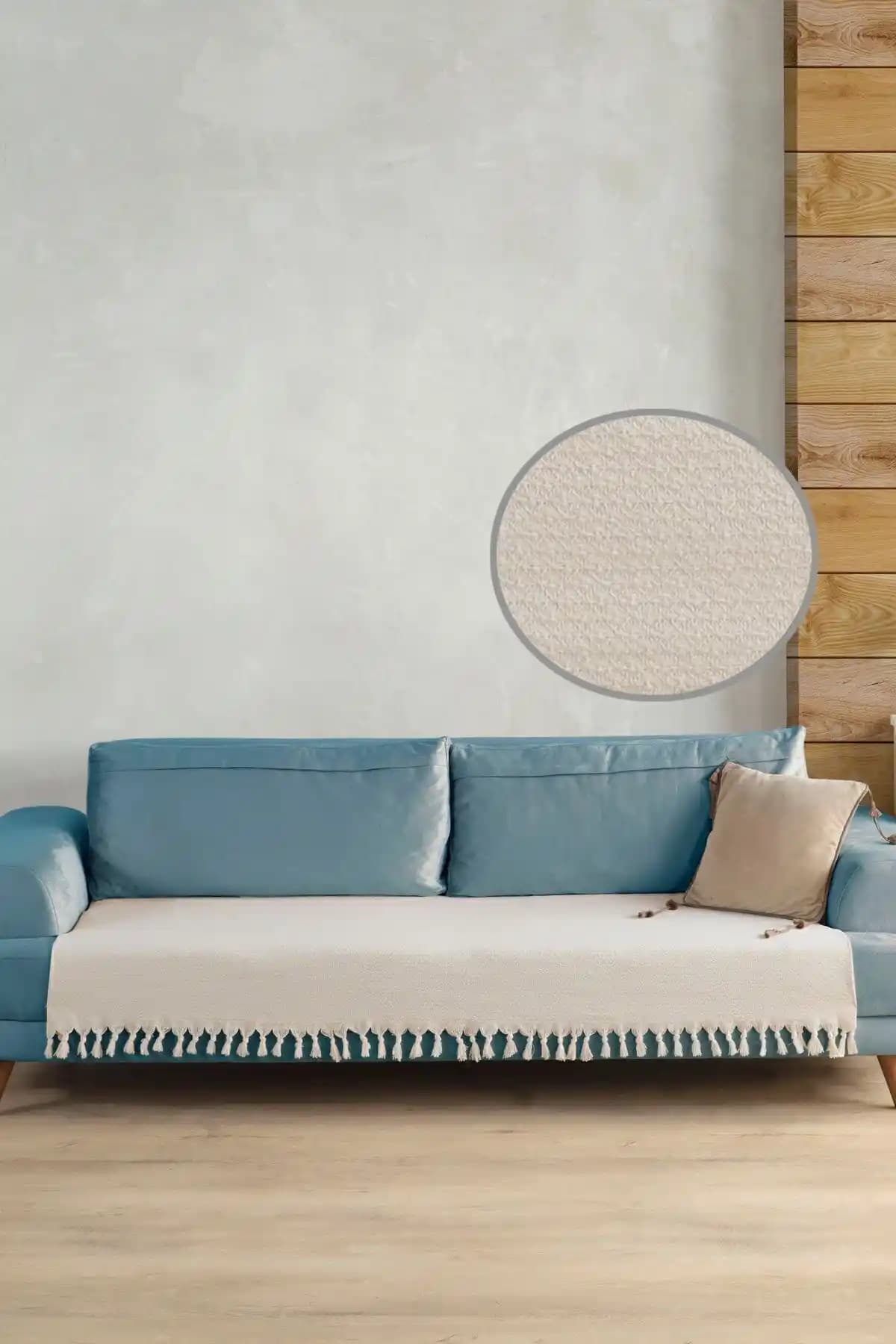 LADYNİL Yıldız Oturma Yerini Kapatan Koltuk Örtüsü Ekru Modern ve Şık Tasarım