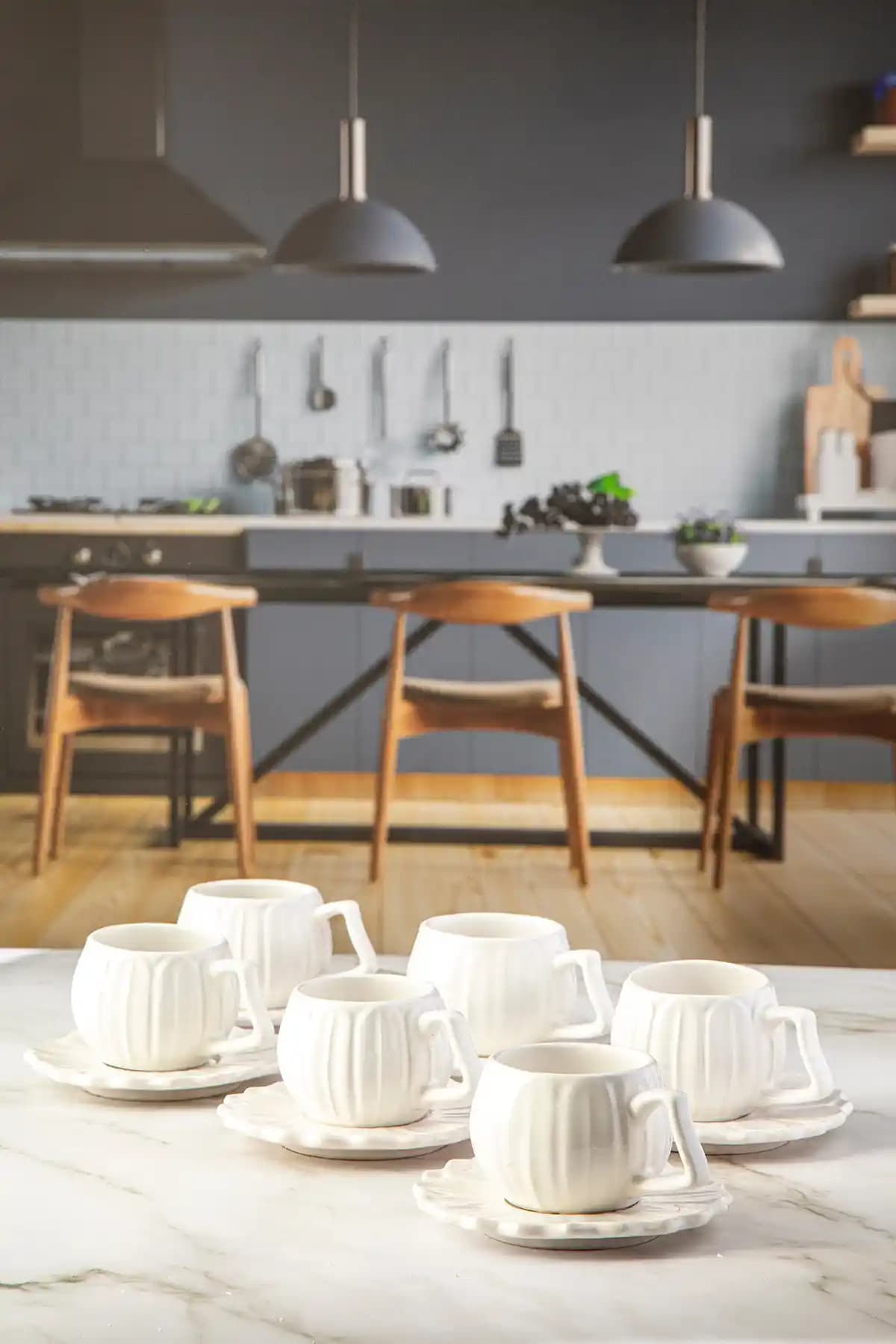 Lizzy 6 Kişilik Porselen Papatya Kahve Fincanı Seti Modern ve Şık Tasarımıyla Ev Dekorasyonunu Tamamlar