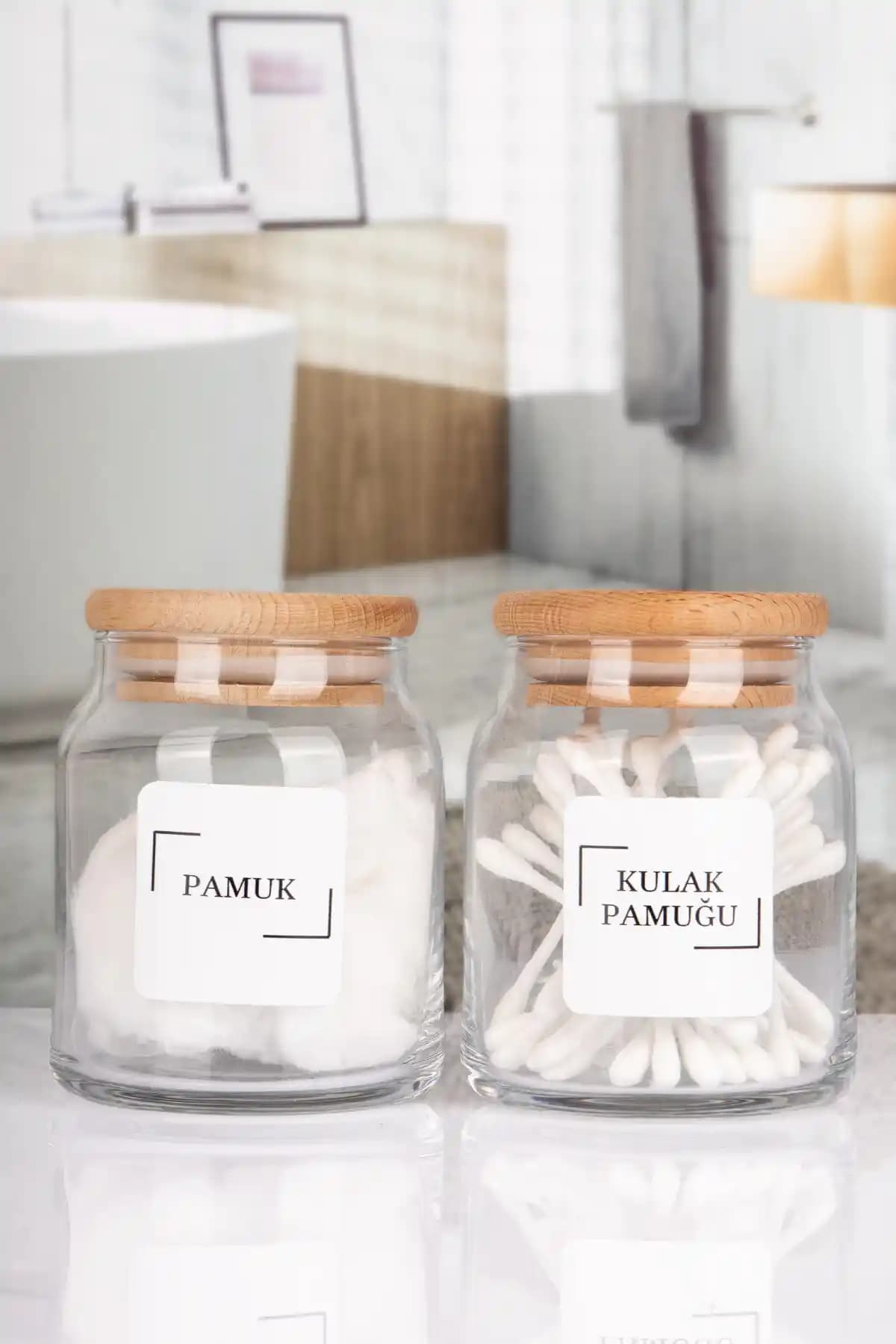 Lizzy Ahşap Vakumlu Bambu Kapaklı Kulak Pamuğu ve Pamuk Kavanozu Seti İnceleme