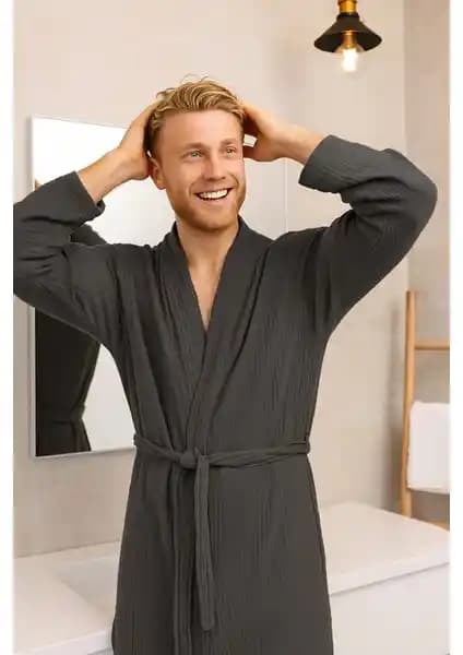 Lucy ve Home Unisex 4 Kat Müslin Sabahlık Şık ve Konforlu Ev Giyim Ürünü