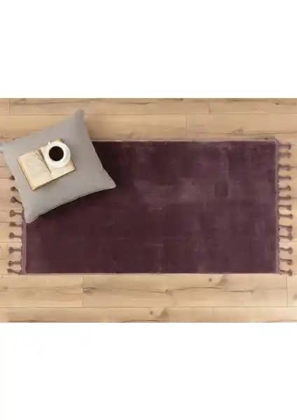 Madame Coco Carol Saçaklı Halı Koyu Mürdüm 80x150 cm Modern ve Şık İç Mekan Dekoru