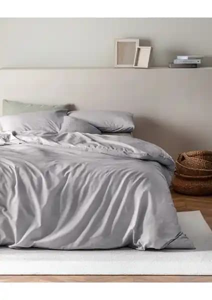 Madame Coco Odette Tek Kişilik %100 Pamuk Ranforce Baskılı Gri Nevresim Takımı