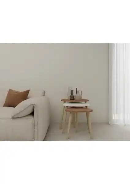 MasifMarket 3'lü Üçgen Zigon Sehpa Seti Kiraz-Beyaz Modern ve Şık Tasarım