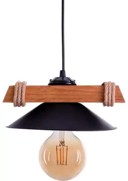 Megüsa Nova Ahşap Rustik Modern Halatlı Tekli Sarkıt Avize: Şık ve Fonksiyonel İç Mekan Aydınlatması