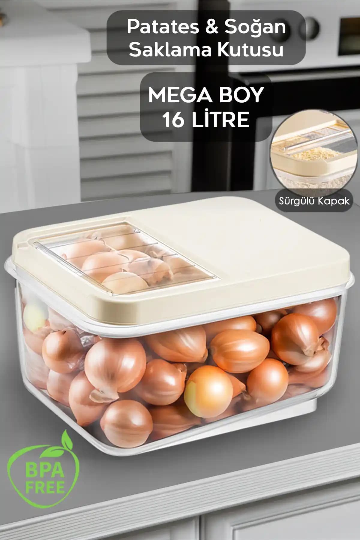 Meleni Home 16 Litre Sürgülü Kapak Sebzelik ile Mutfak Düzeninizi Koruyun