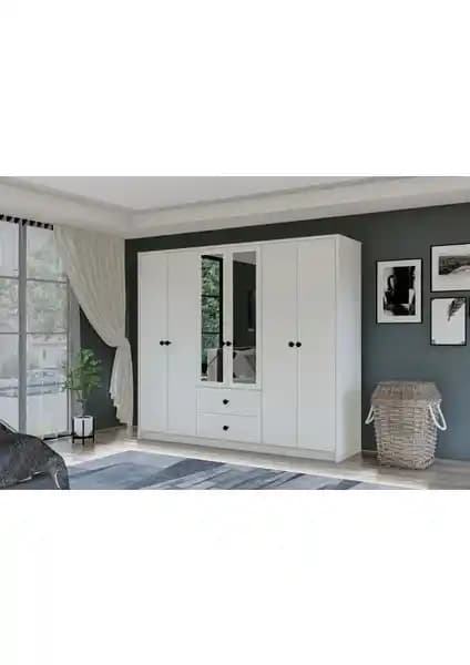 Metalia Gm 036 Lüx 6 Kapı 2 Çekmeceli Aynalı Gardırop Modern Tasarım ve Fonksiyonellik