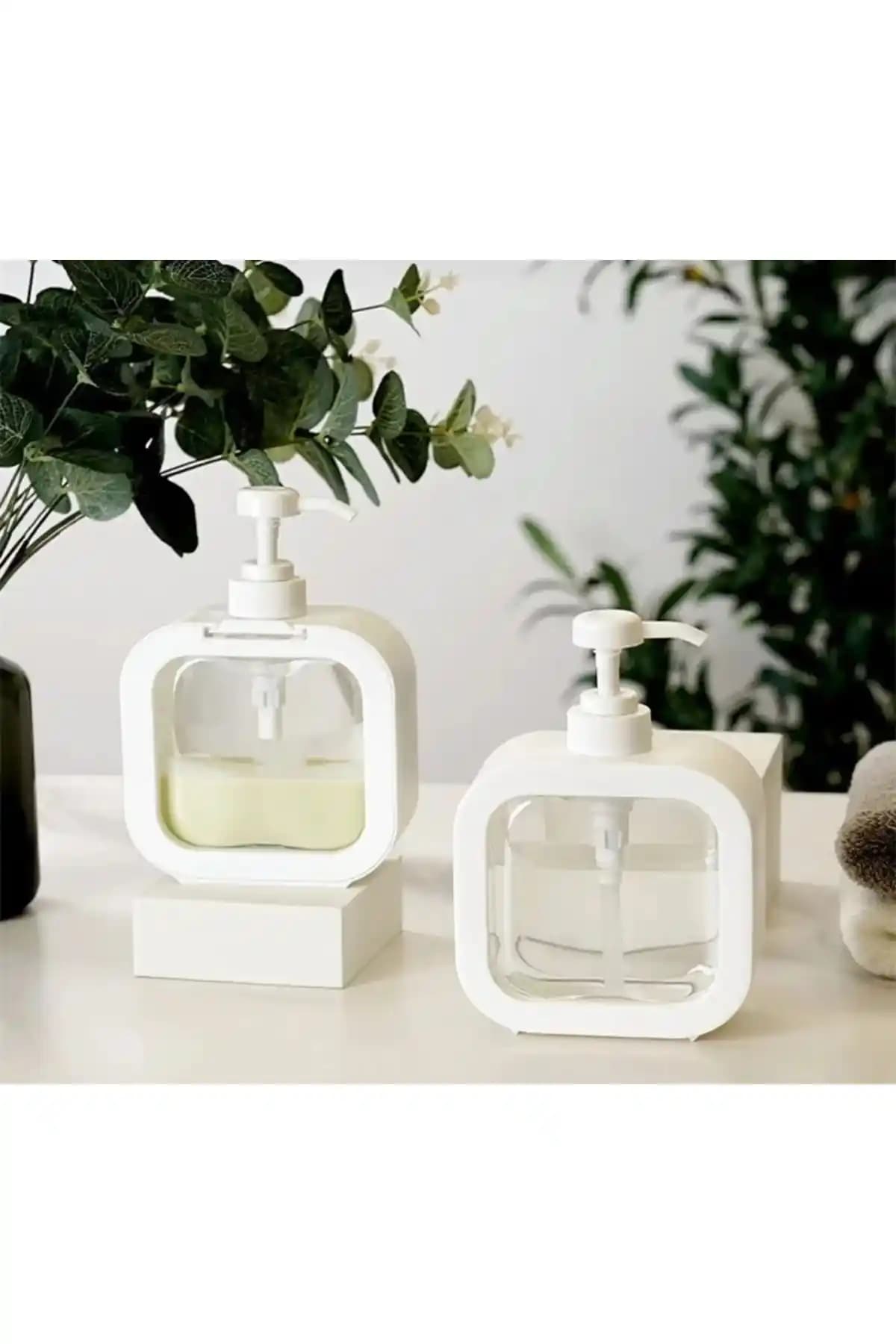 MİMOZA PARK 2 Adet Tezgah Üstü Modern 400 ml Banyo ve Mutfak Sıvı Sabunluk Seti