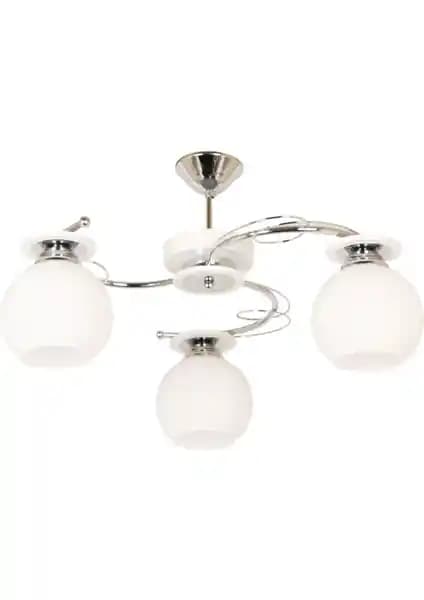 Modavize Bolivar Modern Krom Kasa Beyaz Opal Camlı Üçlü Avize - Şık ve Fonksiyonel Modern Aydınlatma