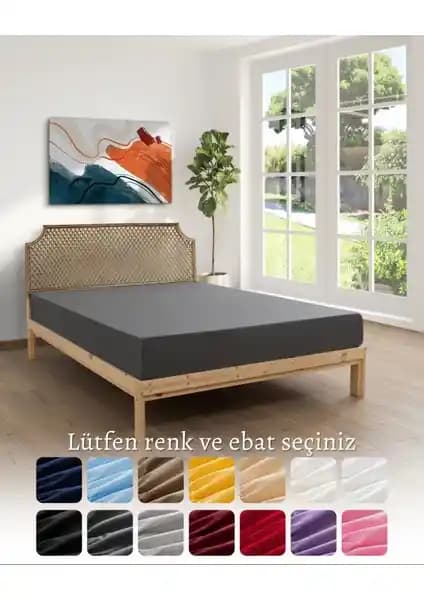 MODELHOME %100 Pamuk Penye Antrasit Lastikli Çift Kişilik Çarşaf 140x200 Yataklarınız İçin Şık ve Konforlu Seçenek