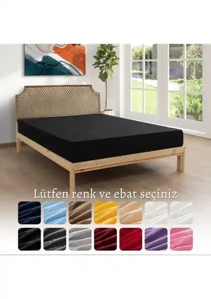 MODELHOME %100 Pamuk Penye Siyah Lastikli Çift Kişilik Yatak Çarşafı 140x200