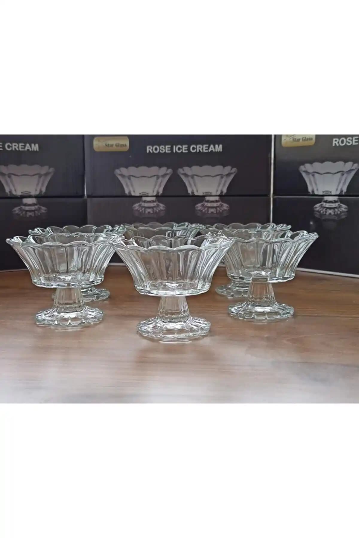 Modern ve Şık 6'lı Ayaklı Cam Şekerlik Seti Mutfak Dekorasyonuna Zarif Dokunuş