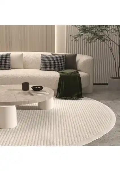 Modern ve Şık Krem Renkli Vetrina 3601 Halı Ev Dekorasyonuna Uygun