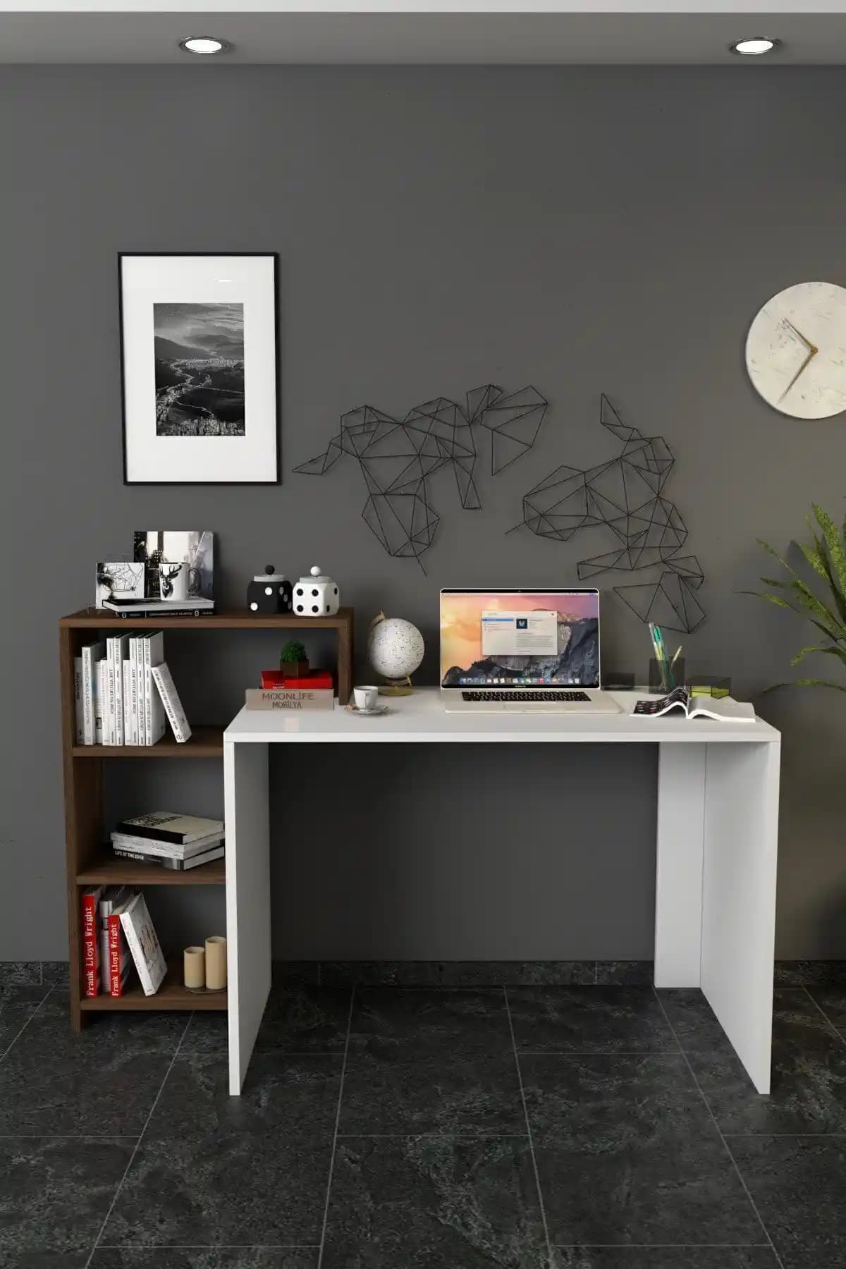 Moonlife Ahsen Kitaplıklı Çalışma Masası Modern ve Fonksiyonel Tasarım Özellikleri